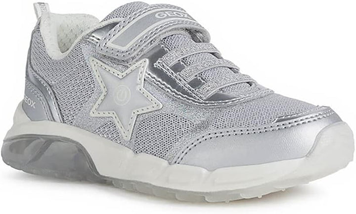 Geox Mädchen J Spaziale Girl A Sneaker 32 EU Silber, 32 EU Silber
