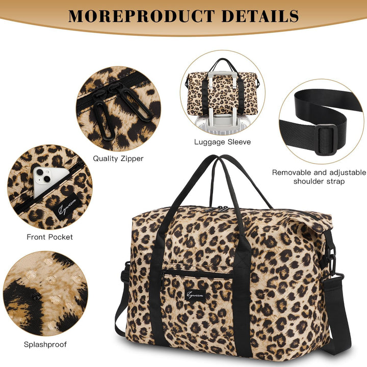 Sporttasche mit Leopardenmuster für Reisen, Faltbare Handgepäcktasche, kleine/mittlere Wochenendtasc