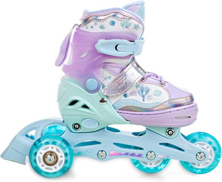 3in1 Inline Skates Inliner/Triskates/Rollschuhe Raven Lia/Loret verstellbar mit LED Leuchtrad 30-33