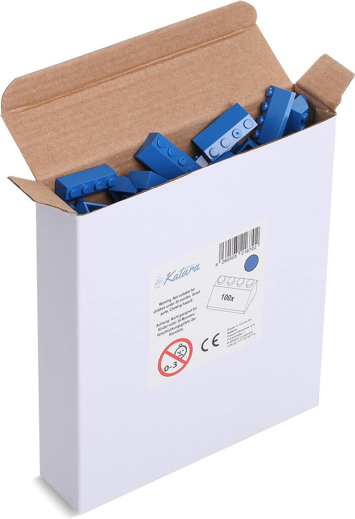 100 Bausteine In Dachform, Kompatibel Zu Allen Anderen Herstellern - Blau, Blau