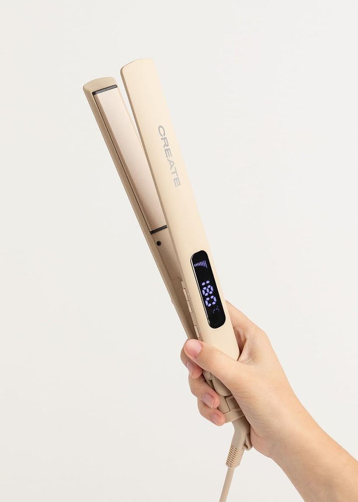 CREATE/CERAMIC STYLER SLIM/Keramikbeschichteter Haarglätter Sand/Digitales Glätteisen, 9 Temperature