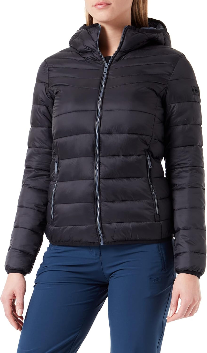 CMP Damen Damenjacke mit Fester Kapuze Coat 36 Schwarz, 36 Schwarz