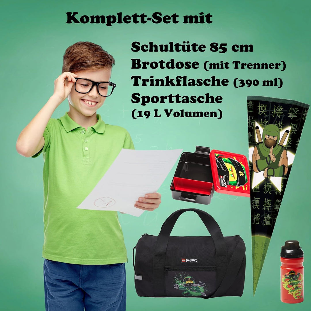 Lego Schulranzen-Set Ninjago Explorer 10 TLG. mit Federmappe, Brotzeit-Dose, Trink-Flasche, Sporttas