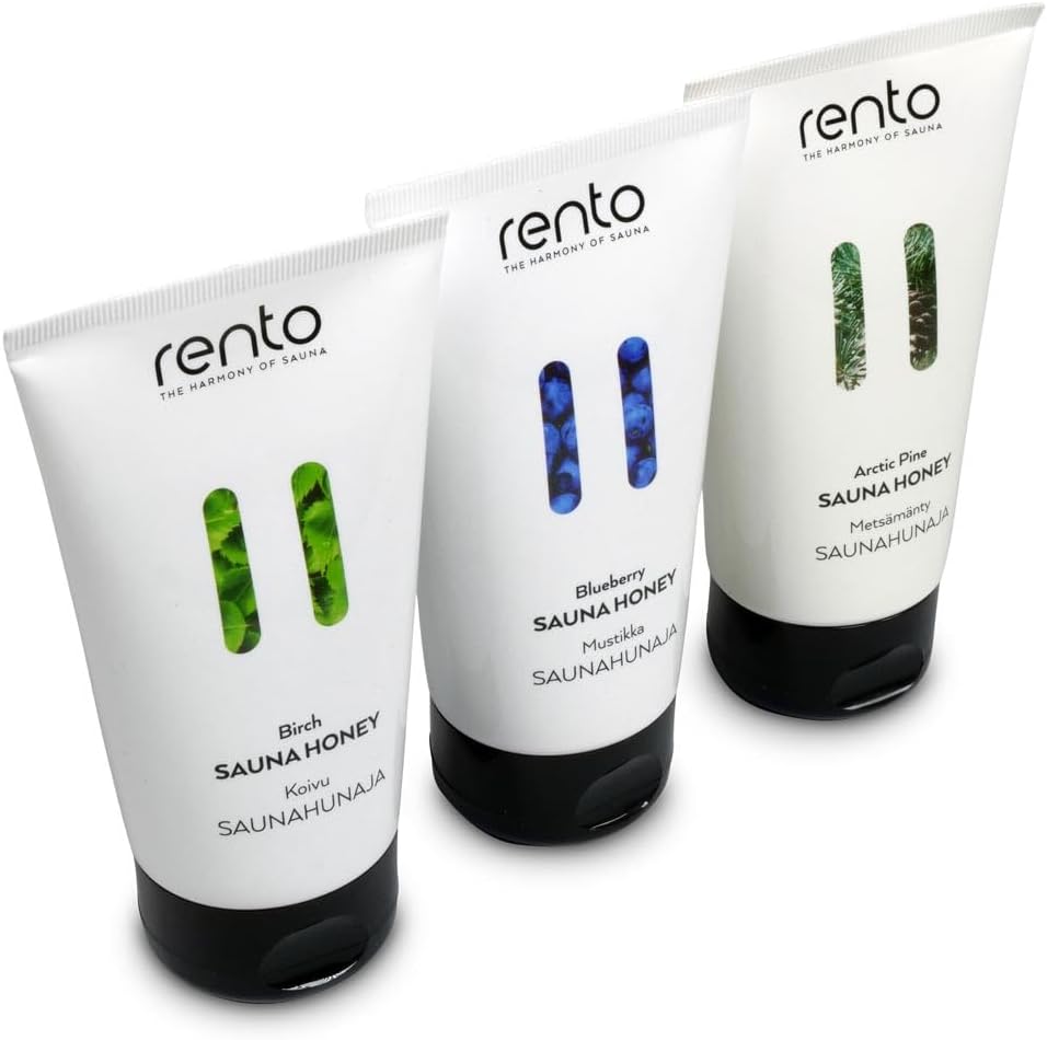 Rento Saunahonig-Creme 3er Set Blueberry Arctic Pine Birch - Feuchtigkeitsspendendes Exfoliant-Peeli