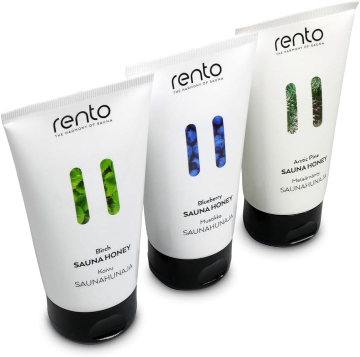 Rento Saunahonig-Creme 3er Set Blueberry Arctic Pine Birch - Feuchtigkeitsspendendes Exfoliant-Peeli