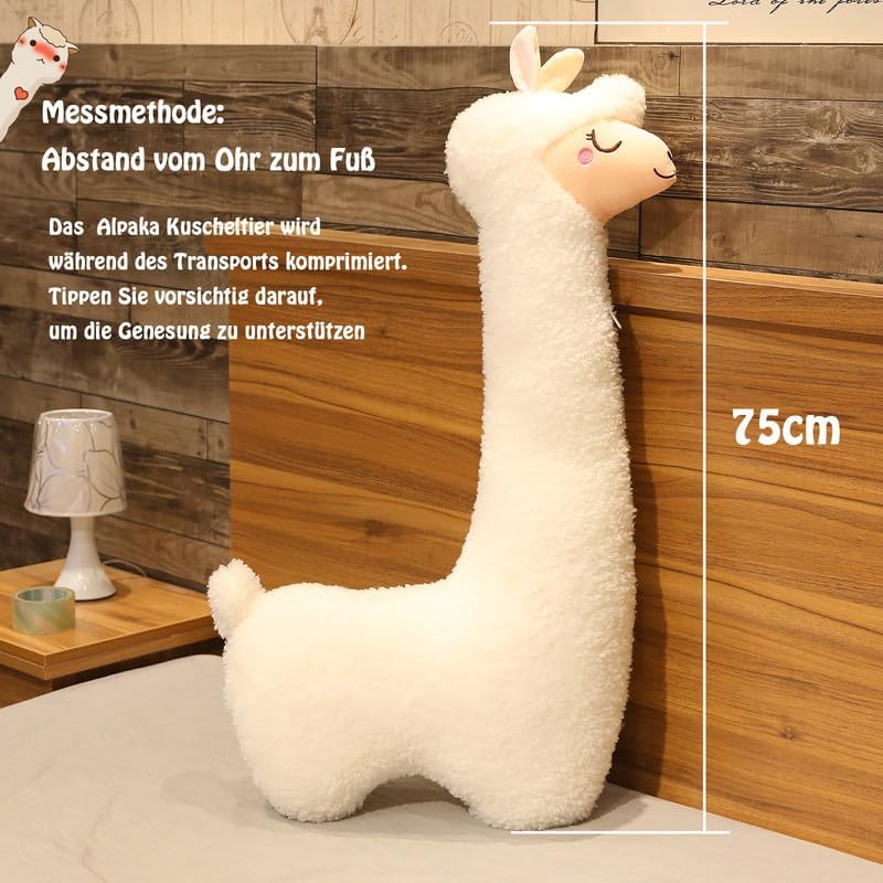 Celawork Alpaka Kuscheltier, Alpaka-Plüschtier mit langem Hals, Weiches Alpaka-Kissen-Stofftier,Alpa