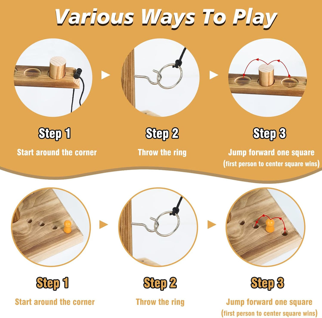 Ring Toss Game Ringwurfspiel für Erwachsene, ZAKVOP Hook Spiel 4 Spieler Ring Toss Hook mit Punkteta