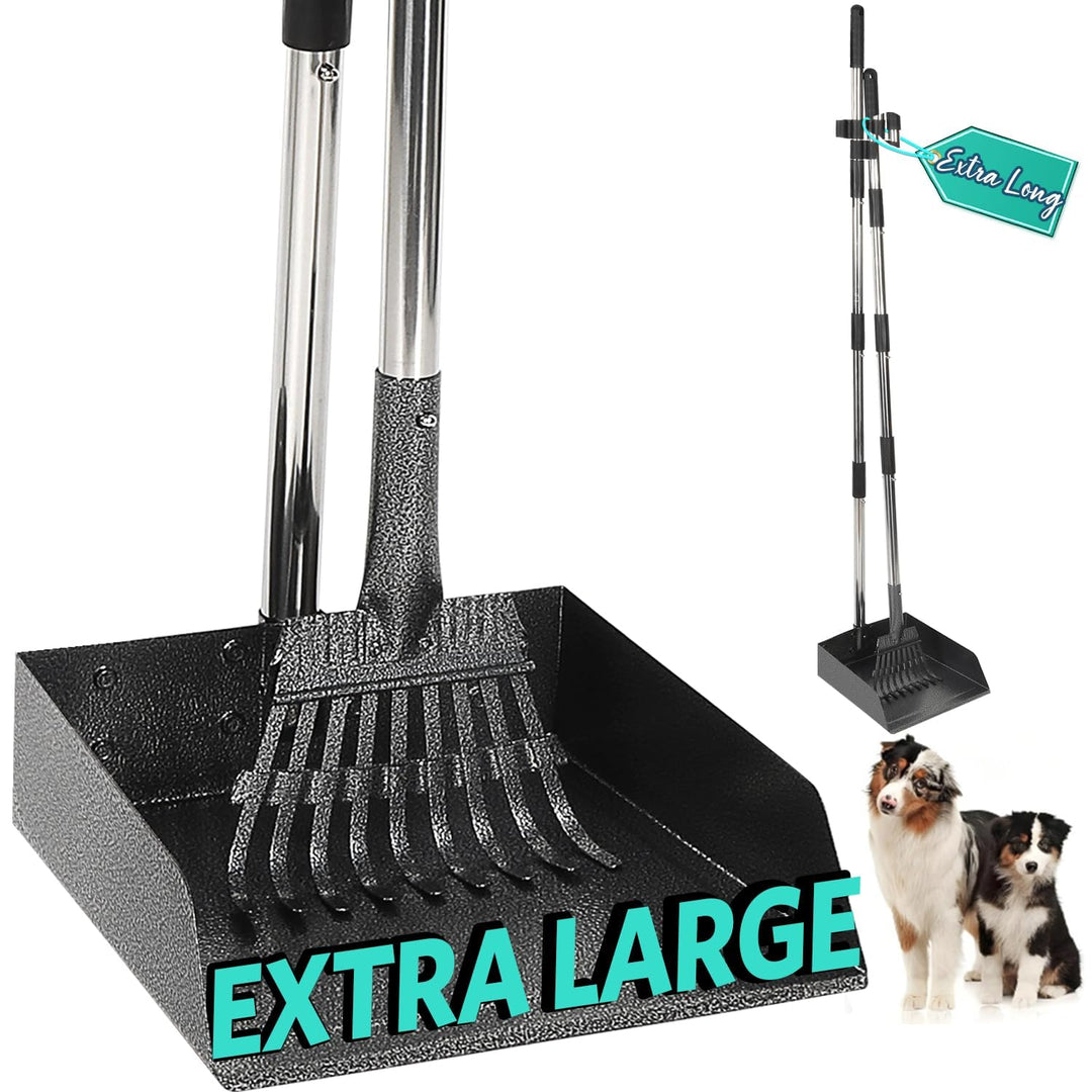 Hundekotschaufel, Dog Poop Scooper für Hundekot mit Verstellbarem Langem Griff, Kotschaufel aus Meta