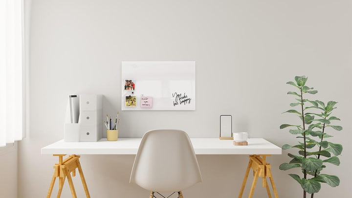 ALLboards Glasboard Magnetisch Perlweiss 60x40cm, Rahmenlos, Glastafel, Magnettafel, Gehärtetes Glas