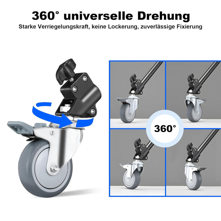 Soonpho 3 Stück Stativrollen Lichtstativ Rollen für stativ Wheels stativ Wheels Lampenstativ Profess