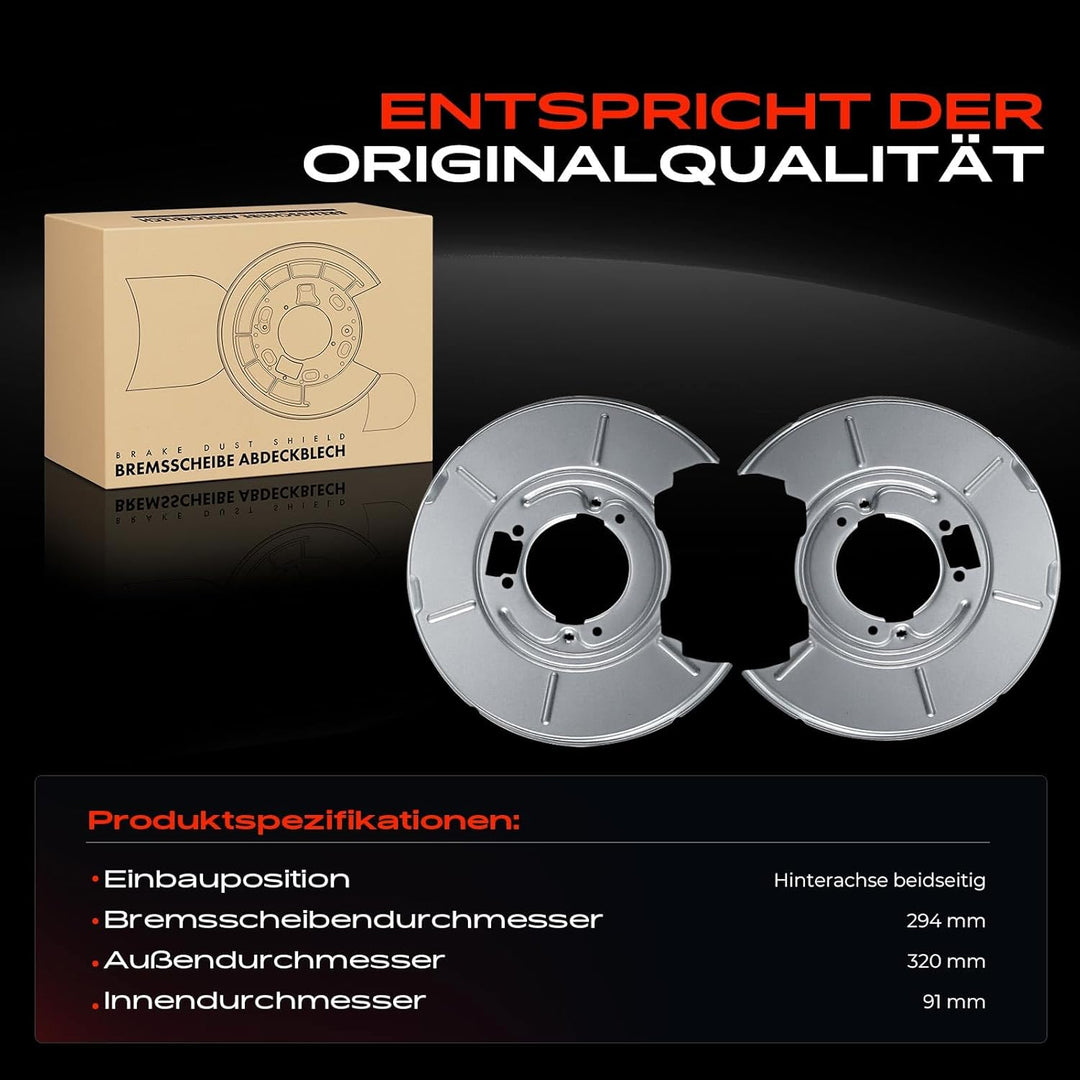 Frankberg 2x Deckblech Spritzblech Ankerblech Bremsscheibe Hinten Links Rechts Kompatibel mit 3er E3