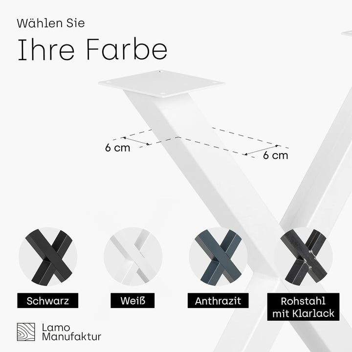 LAMO Manufaktur Tischbeine für Esstisch | Schreibtisch, Mark Light | Vierkantprofil 60x60 mm, Tischg