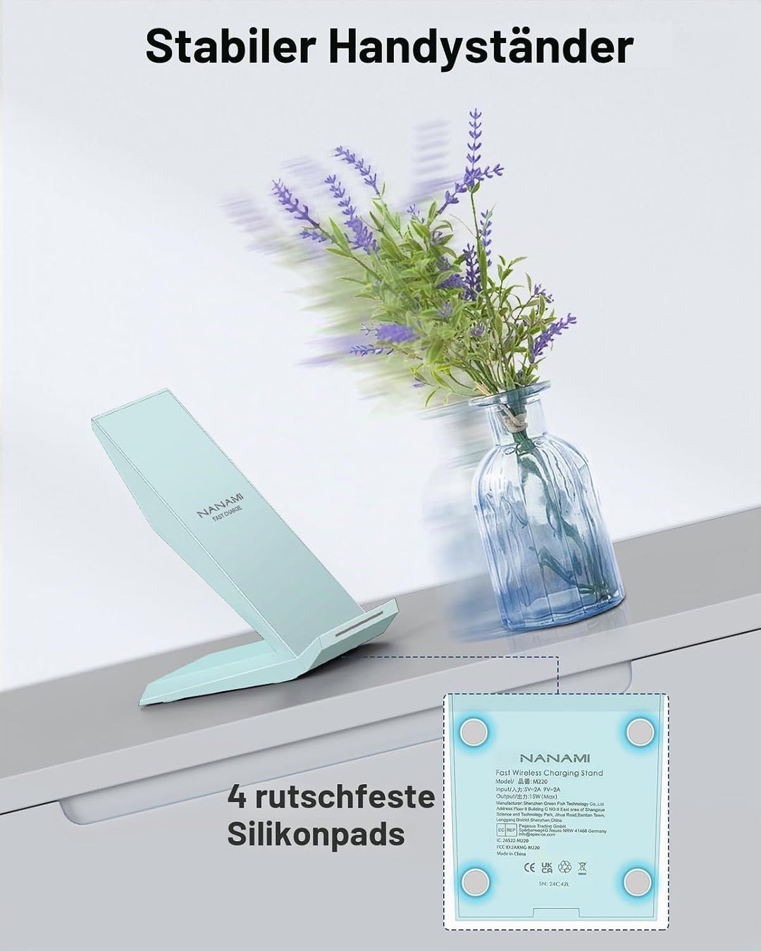 Fast Wireless Charger,NANAMI Qi kabelloses Ladegerät (mit USB C ladegerät 20W PD Adapter) für Apple