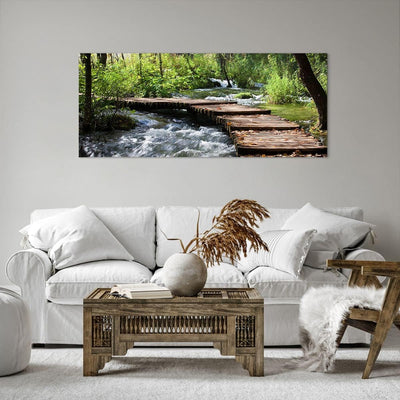 Wandbilder Dekoration Wohnzimmer Park natur grün bäume Panorama Bilder auf Leinwand 120x50cm Leinwan