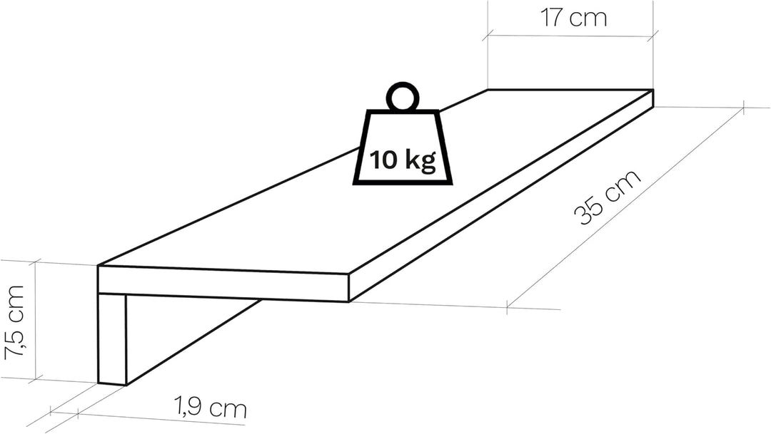 Henor Set mit 3 Wandregalen aus FSC® Holz 35 x 17 x 7.5 cm. Weiss 3x35 Weiss, 3x35 Weiss