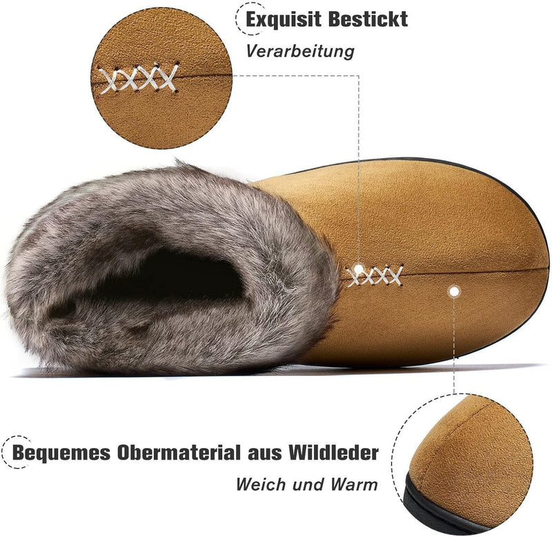 Mishansha Damen Winter Rutschfest Warme Hausschuhe Memory Foam Plüsch Pantoffeln, Gr.36-43 36 EU Cam