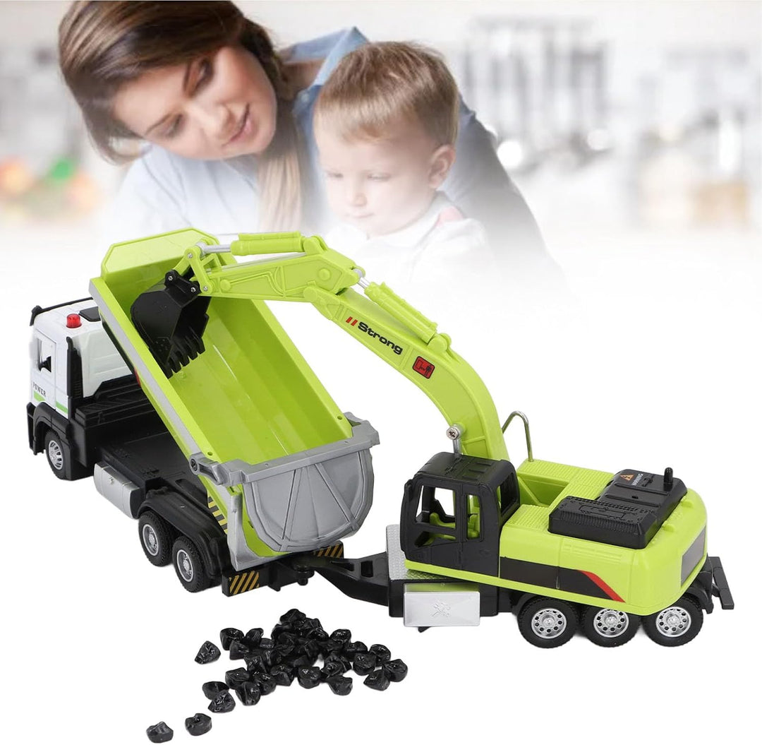 Srliya Muldenkipper mit Bagger, Unterhaltsames Multifunktionales Bagger-Muldenkipper-Modellspielzeug