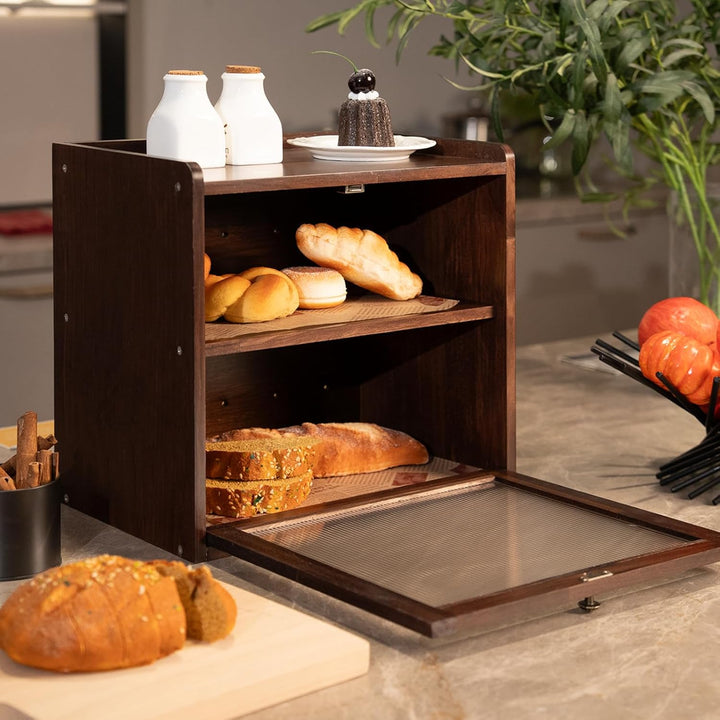 Kiefernholz Brotkasten mit 50 Deli-Papier, Holz Brotkästen mit Belüftung, Vintage Braun Brotbehälter