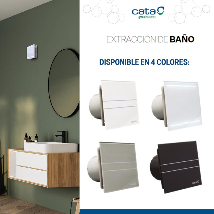 Ventilator Lüfter CATA E-100GT B,Timer, Weiss Glasfront