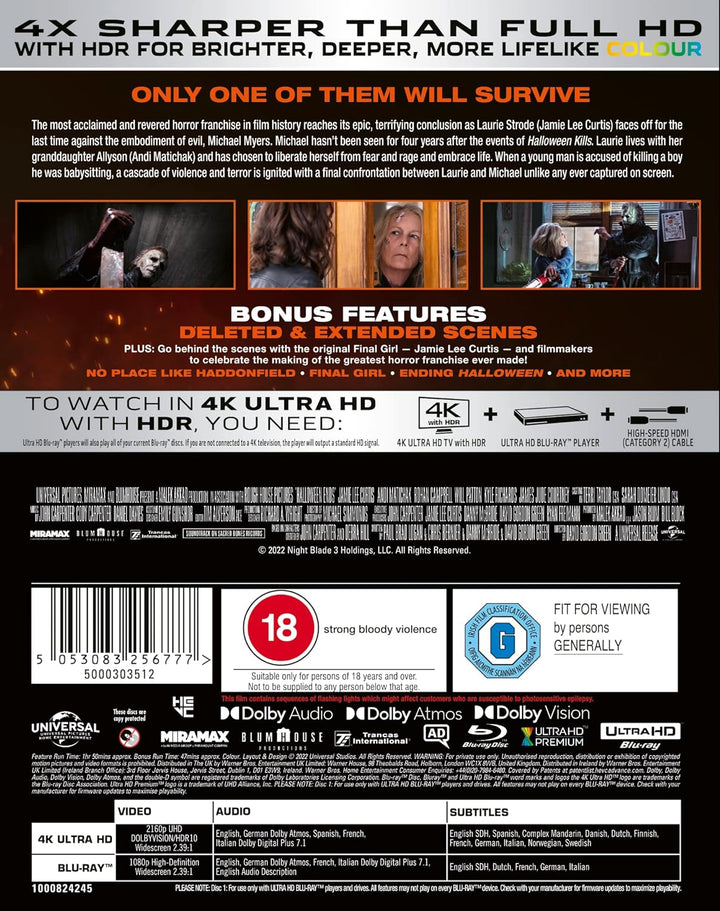 Halloween Ends [4K Ultra HD] [2022] [Blu-ray] [2023] [Region Free], 4K
