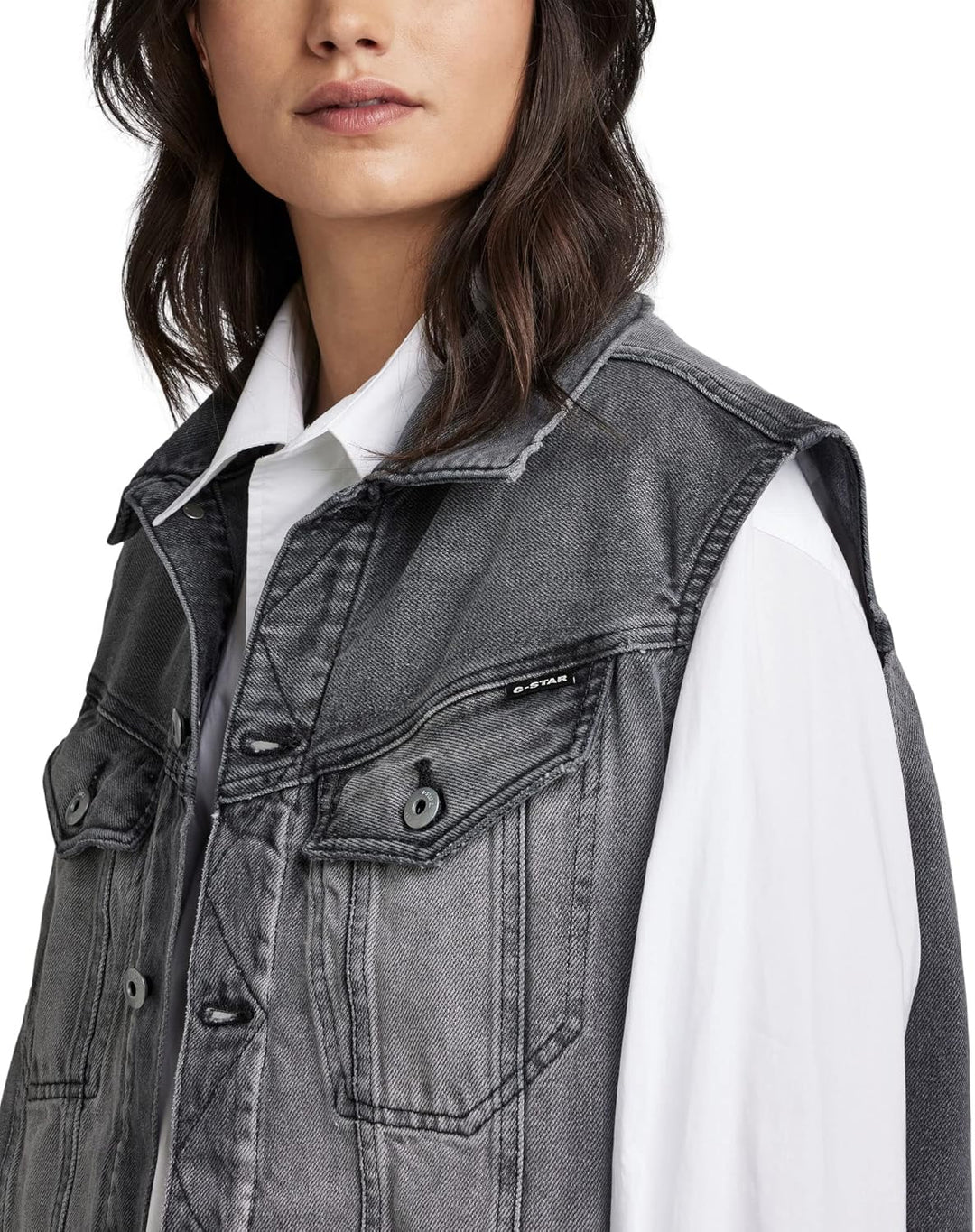 G-STAR Damen Oversized Denim Vest XXS Grau (Faded Blade D22581-D291-C778), XXS Grau (Faded Blade D22