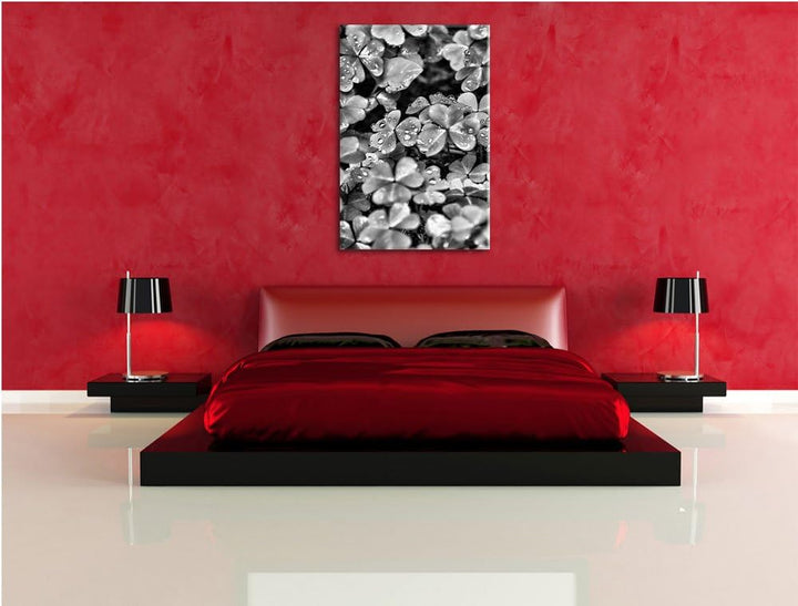 Pixxprint kleine Kleeblätter als Leinwandbild/Grösse: 100x70 / Wandbild/Kunstdruck/fertig bespannt,