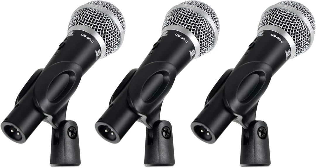 Pronomic DM-58-C Vocal Mikrofon 3er Set im Koffer - 3 dynamische Mikrofone mit Nieren-Charakteristik