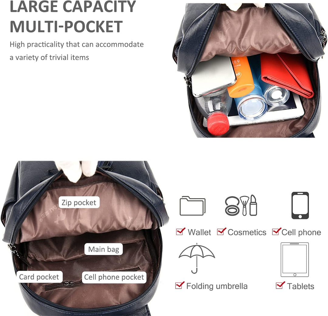 NICOLE & DORIS Rucksack Damen Elegant Rucksack Anti Diebstahl Rucksackhandtaschen PU Leder Rucksäcke