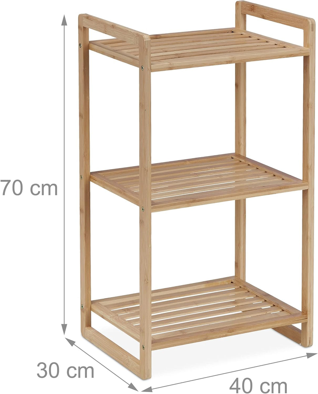 Relaxdays Bambusregal, HxBxT: 70 x 40 x 30 cm, Standregal mit 3 Ablagen, Bad, Küche, Wohnzimmer, fre
