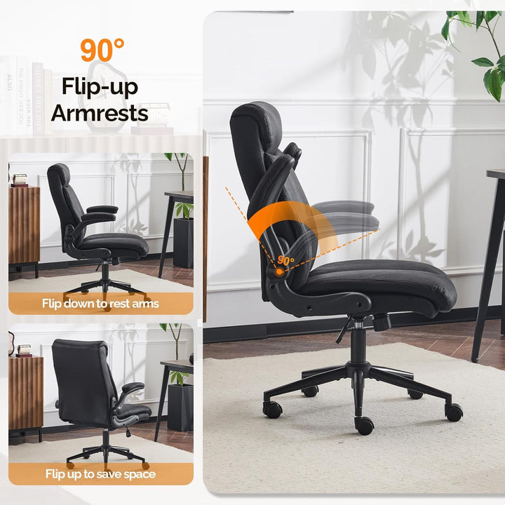 Bonnlo Ergonomischer Bürostuhl, Schreibtischstuhl mit hochklappbarer Armlehne, Computerstuhl, Drehst