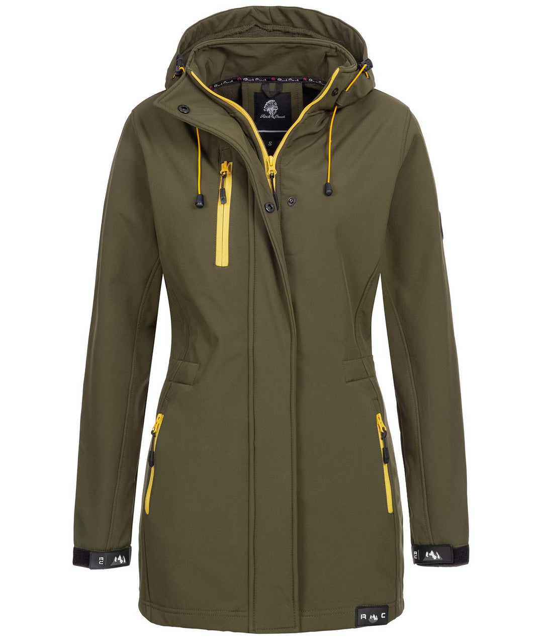 Damen Softshell Jacke Mantel Outdoor-Mantel D-423, S Dunkelgrün