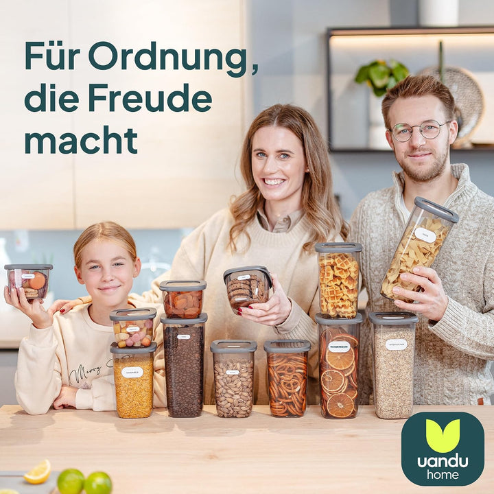 UANDU 12er Vorratsdosen Set, Vorratsdosen mit Deckel BPA frei Kunststoff, Vorratsdosen luftdicht, lu