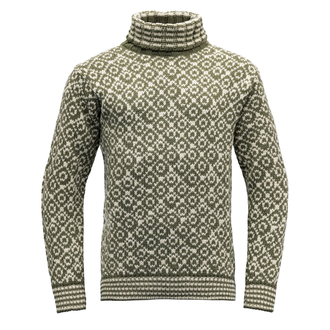 Devold Unisex Svalbard Wool High Neck Tshirt M Olive/Offwhite, M Olive/Offwhite