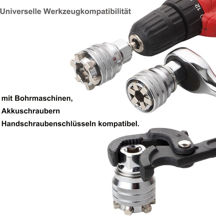 2PCS Multifunktionshülse 10mm-19mm, Verstellbarer Universal-Steckschlüssel, Metrisch 3/8-3/4&