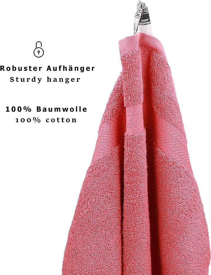 Betz 8 Stück Handtücher Set Grösse 50 x 100 cm Handtuch Premium 100% Baumwolle (Himbeere), Himbeere