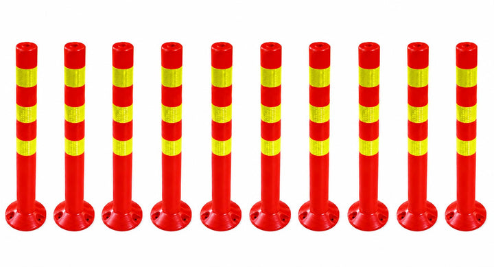 10er Sparset Absperrpfosten aus Kunststoff - Höhe 72,5cm reflektierend Absperrung für Lagerhalle, Pa