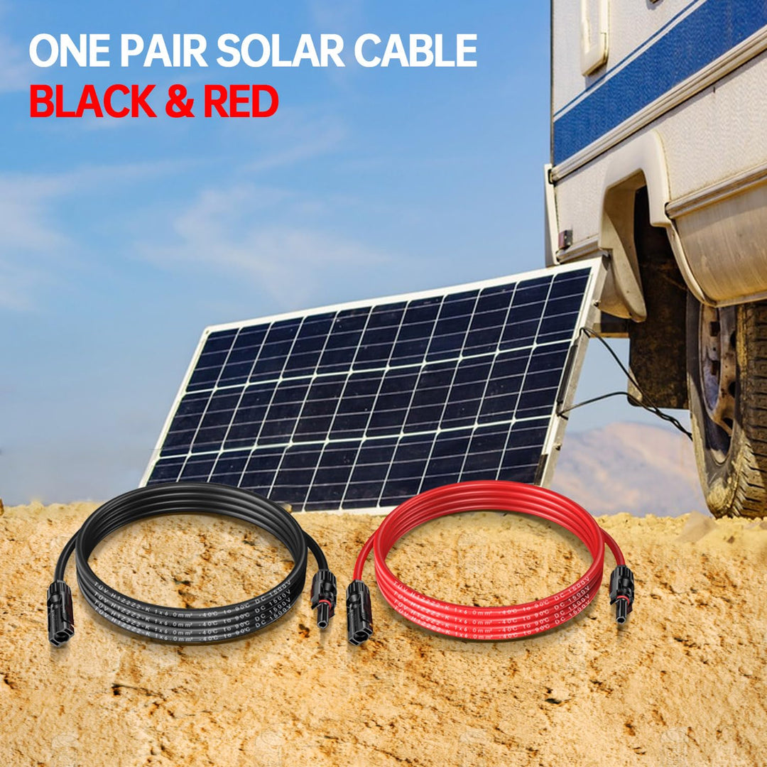 Maoligo 6mm² Solarkabel 1/2/3/5/10M Paar, H1Z2Z2-K Solar Verlängerungkabel mit Solarstecker,1500V, 6