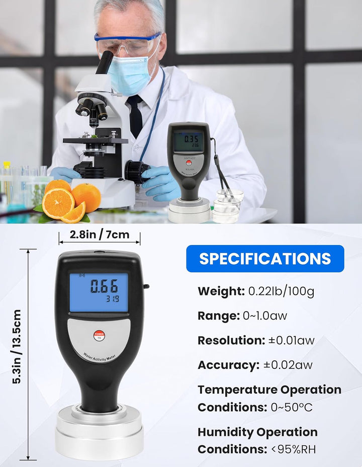 AMTAST Wasser-Aktivitäts-Messgerät Smart Food Wasser-Aktivitäts-Tester für Lebensmittel Jerky getroc