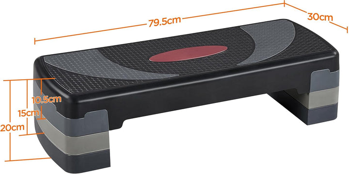 Yaheetech Steppbrett Fitness Aerobic Stepper Höhenverstellbar Step Bench mit 3 Stufen (10/15/20 cm)