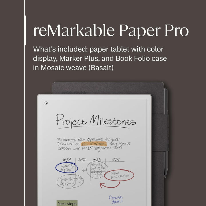 reMarkable Papier Pro Bundle – Folio Case aus Mosaic Weave | 11,8 Zoll Farbdisplay und Leselicht | m