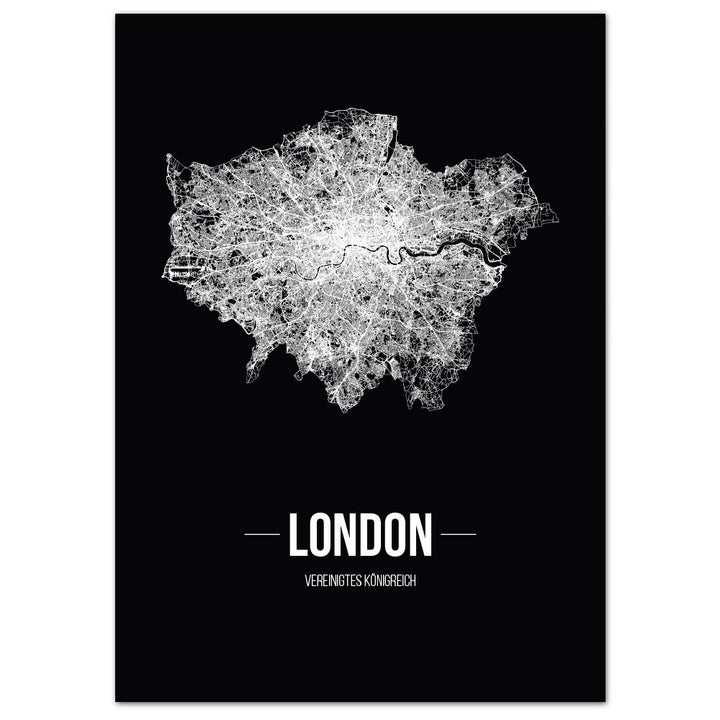 JUNIWORDS Stadtposter, London, Wähle eine Grösse, 40 x 60 cm, Poster, Schrift B, Schwarz 40 x 60 cm