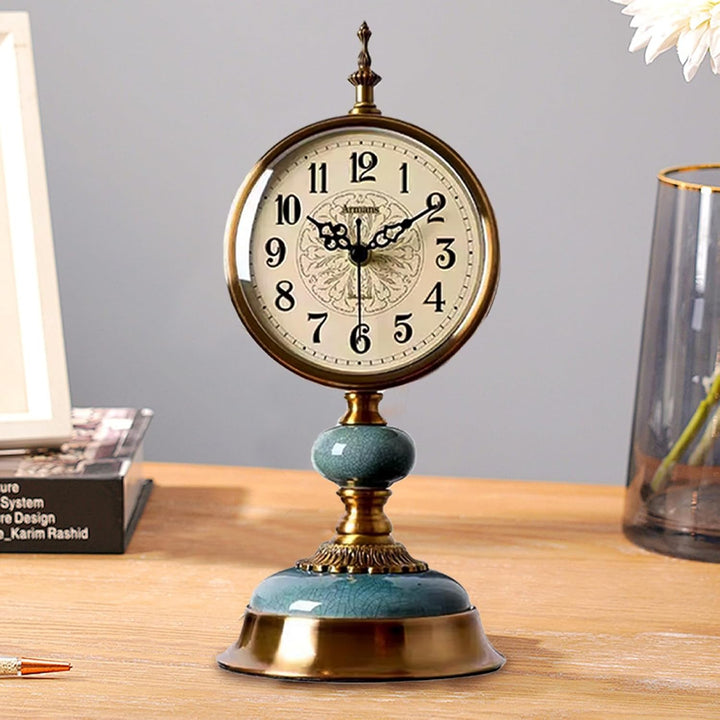 Vintage Tischuhr, Vintage Messing Standuhr, Antike Metall Schreibtischuhr batteriebetrieben, Antike
