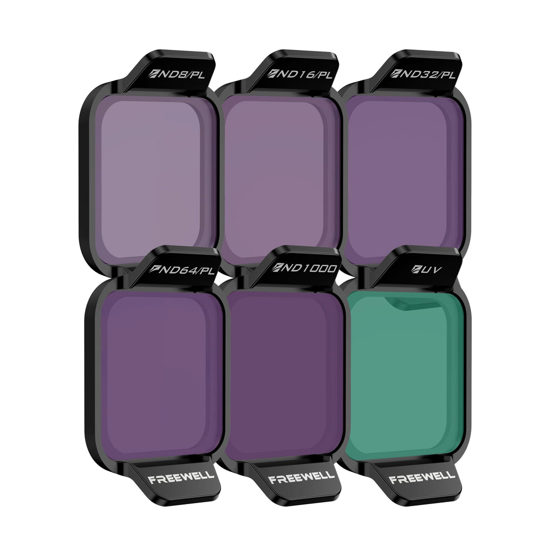 Freewell Bright Day Filter Kit für DJI Flip Drone – ND8/PL, ND16/PL, ND32/PL, ND64/PL, ND1000, UV zu