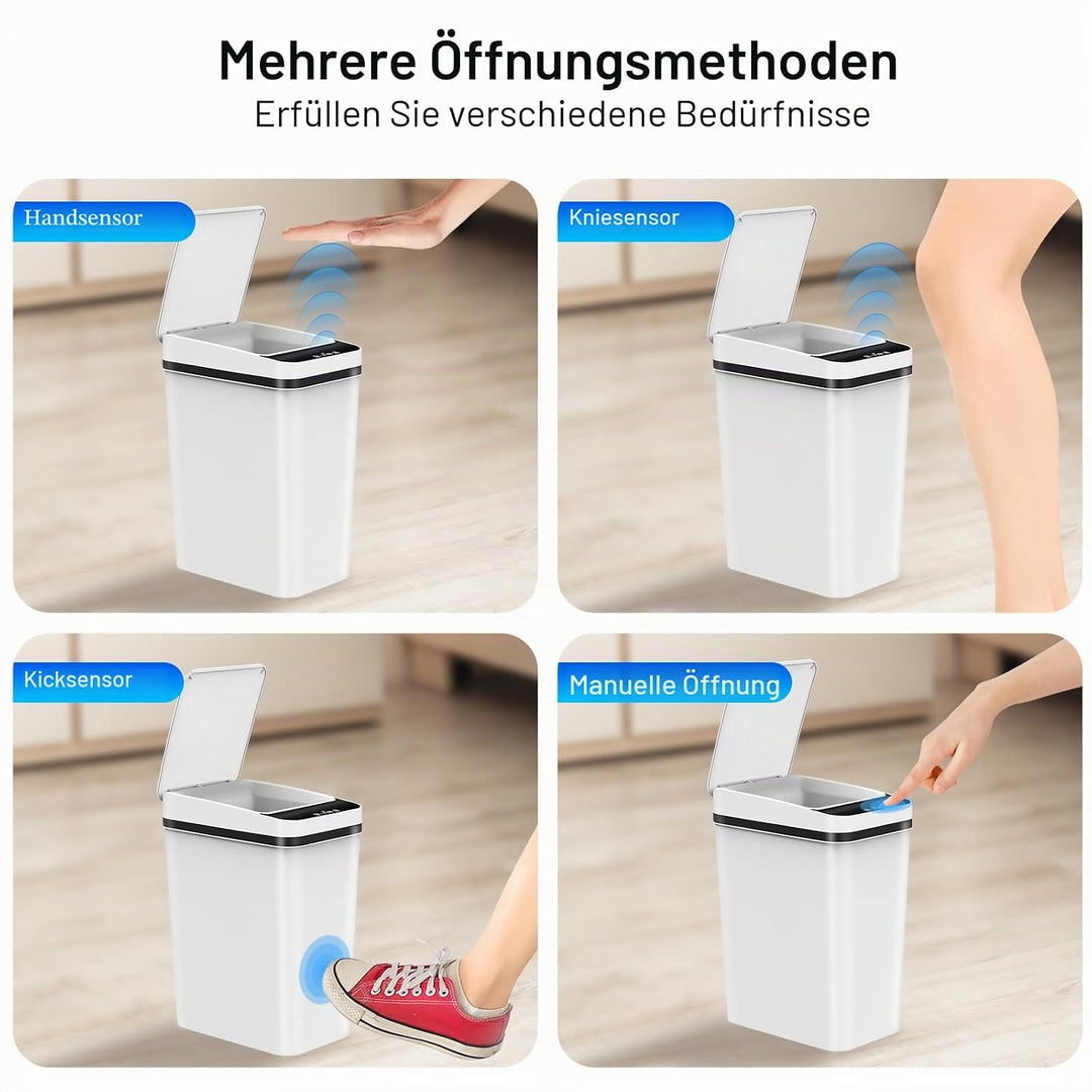Kssvzz 3er Set Mülleimer Bad mit Sensor, 10L Elektrischer Mülleimer mit Deckel, Automatischer Müllei