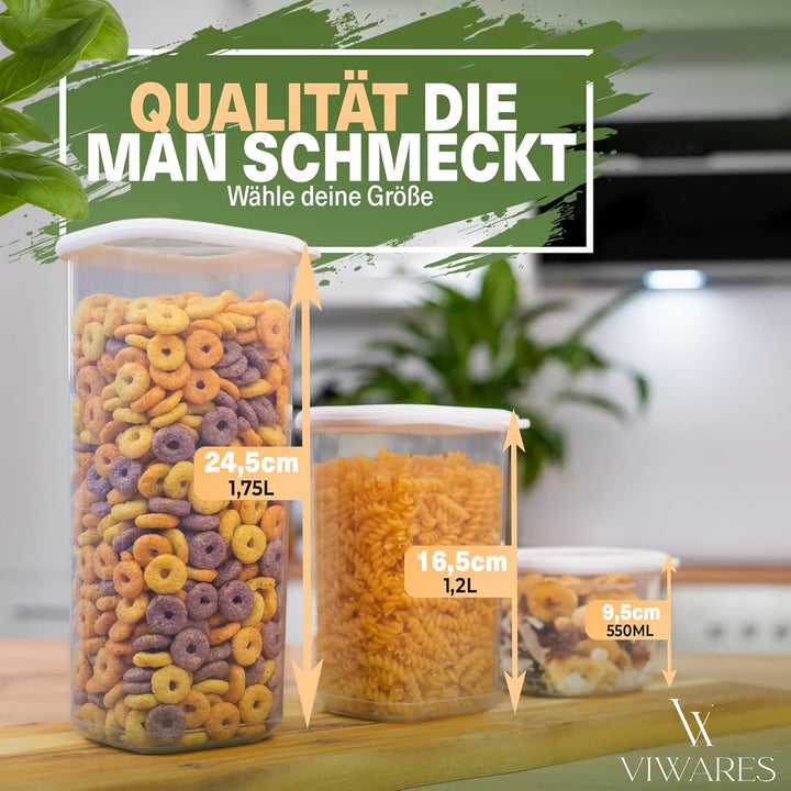 VIWARES Vorratsdosen mit Deckel | 12er Vorratsbehälter Set | BPA-FREI | Zur Müsli Mehl und Zucker Au