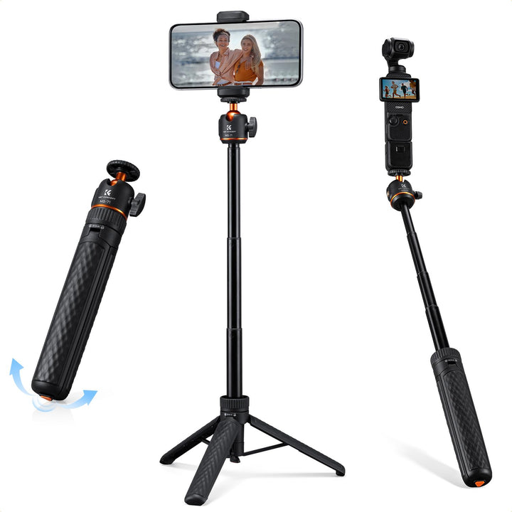 K&F CONCEPT Selfie Stick, Ein-Klick-Ausklappfunktion, 175g ultraleichtes Handy stativ, ausziehbar bi
