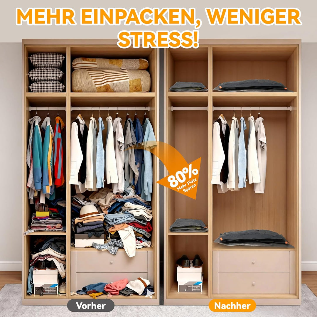 Vakuumbeutel für Kleidung mit Elektrischer Pumpe, 15 Stück Tragbare Vakuumbeutel für Reisen und Zuha