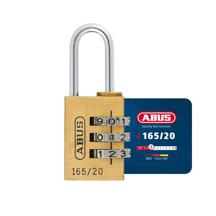 ABUS Zahlenschloss 165/20 - Vorhängeschloss aus Messing - mit individuell einstellbarem Zahlencode -