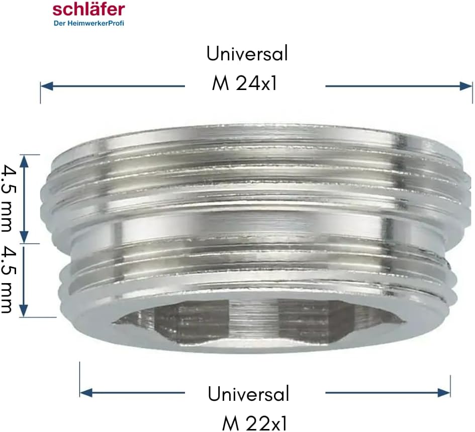 Schläfer 632515 - 5 Stück | M 24x1 aussen/M 22x1 aussen - Kompatible Neoperl Reduktion, (Reduzierstü