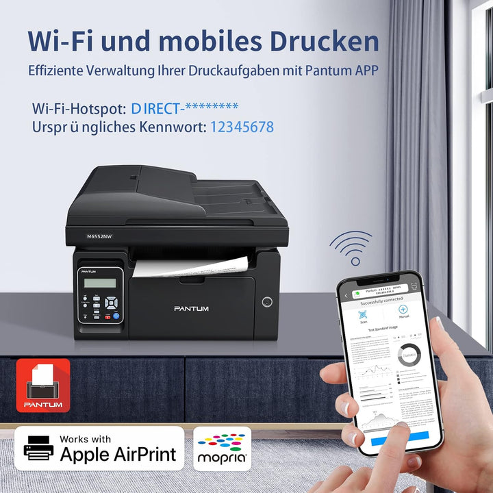 PANTUM M6558NW Multifunktions-Laserdrucker (Drucker, Scanner, Kopierer, Netzwerk, WLAN, Airprint) 3-